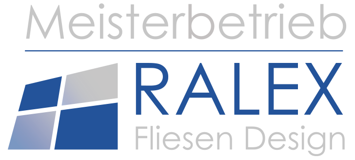 Unsere Partnernetzwerke | Rapid Rohr- und Kanaltechnik Logo for Meisterbetrieb RAIEX Fliesen Design: blue window-tile graphic on the left, with the words 'Meisterbetrieb' (top), a blue underline, and 'RAIEX Fliesen Design' on the right.