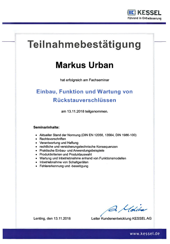 Zertifikate & Qualifikationen | Rapid Rohr- und Kanaltechnik