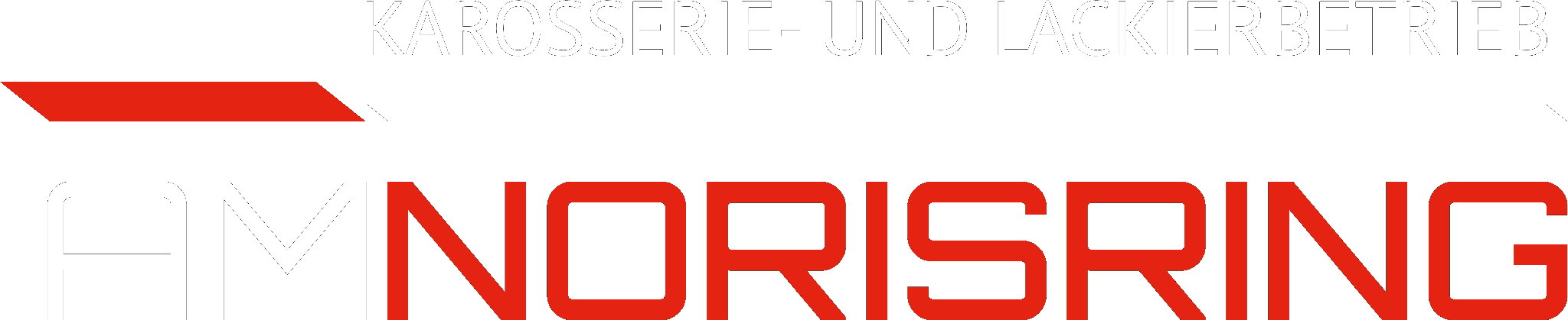 Unsere Partnernetzwerke | Rapid Rohr- und Kanaltechnik Logo for a bodywork and painting shop: line of white and red geometric accents above the bold white and red wordmark 'AMNORSRING' on a black background; includes a red diagonal bar and a white trailing line.